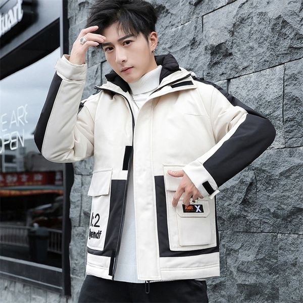 

new han edition men cottonpadded clothes tooling down cottonpadded jacket winter popular logo with thick cottonpadded t200117, Black