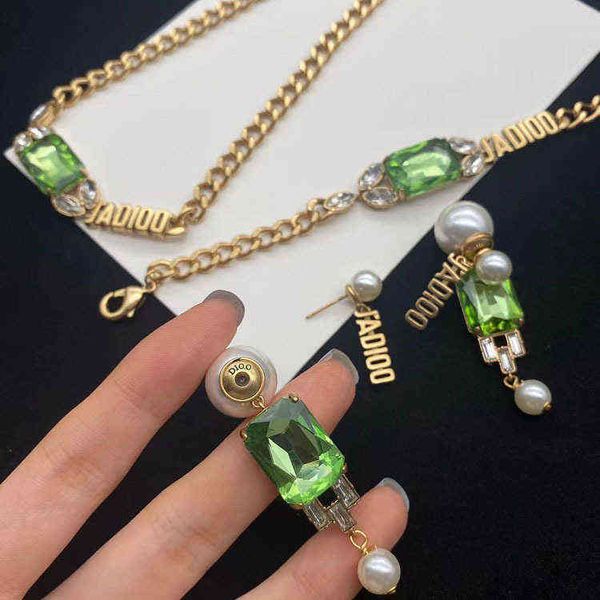 

fine green pearl necklace fashion trend vintage personalized female earrings bracelet, Black