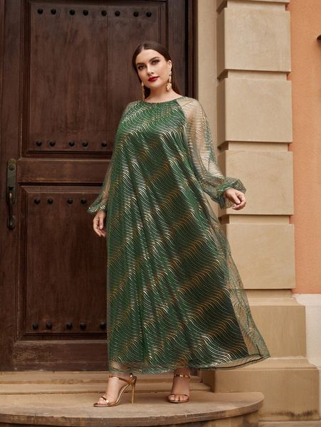 

plus allover print raglan sleeve tunic dress without belt f4df#, Black