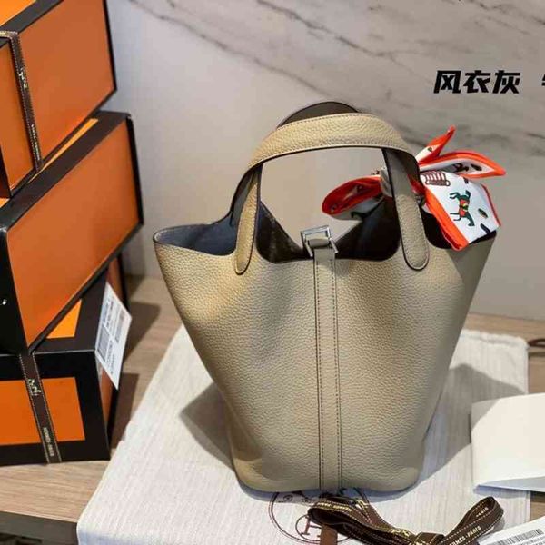 

designer handbag h bags 2022 adian layer tog grain leather elephant grey vegetable basket versatile casual one shoulder hand liftbirkins