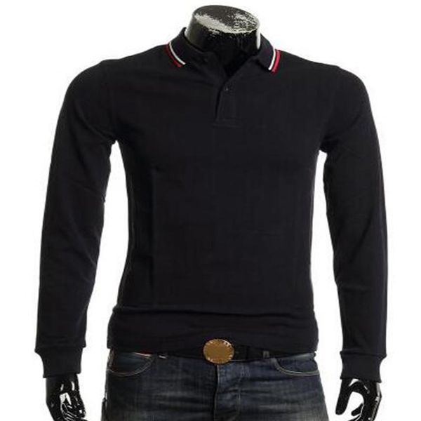 

spring autumn winter men fred polo shirt england fashion long sleeve solid t-shirts twin tipped london brit polos perry tees black245q, White;black