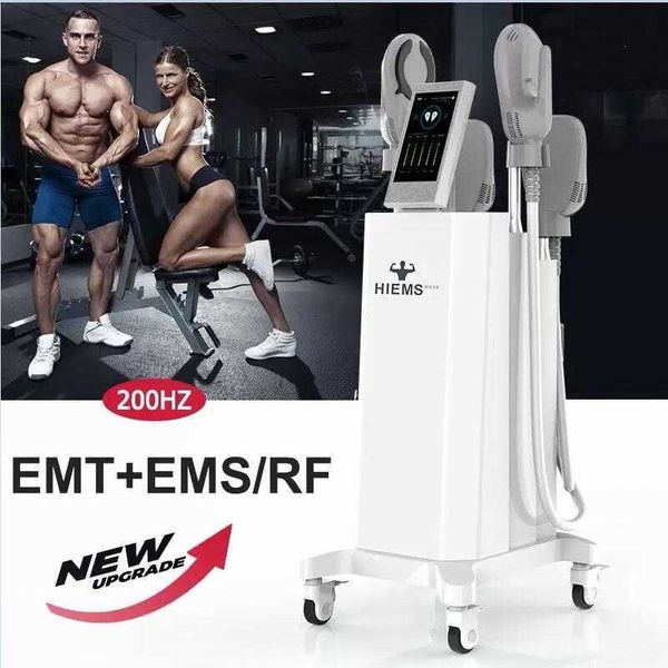 Leistungsstarker EMS-Schlankheits-Bodysuit, elektromagnetischer Neo EMSlim 4-Griff mit RF-Gerät, Muskeltrainer, Stimulator, Fettentfernung, Muskelaufbau