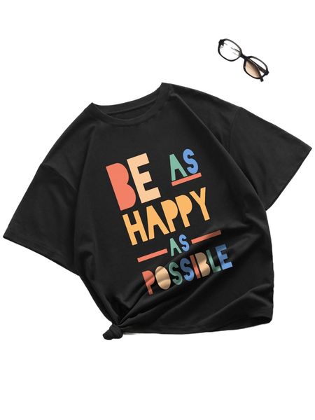 

slogan graphic round neck tee e1gl#, White