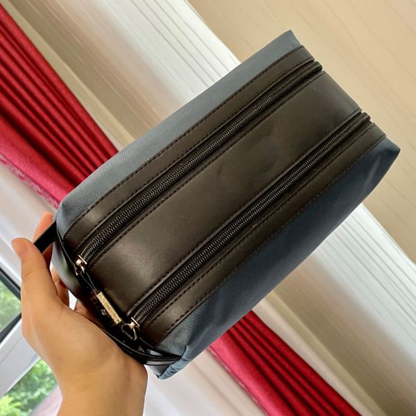 

cosmetic bags lady clutch bag handbags plai genuine leather black women purse classic letters two zipper purses