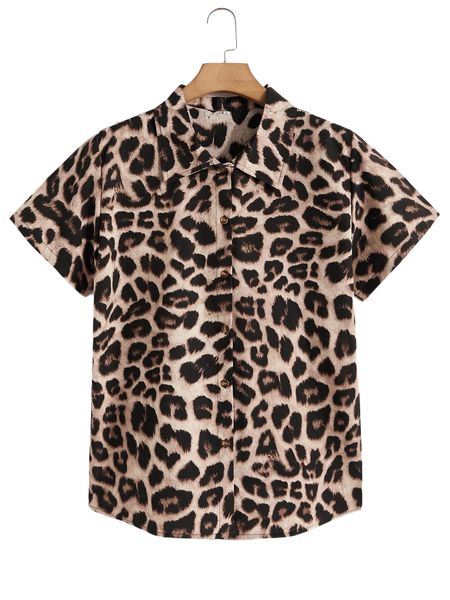 

men leopard print shirt h09t#, White;black