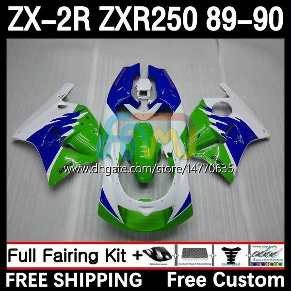 Набор для корпуса для Kawasaki Ninja ZX 2R 2 R R250 ZXR 250 ZX2R ZXR250 1989 1990 Bodywork 8DH.29 ZX-2R ZXR-250 89-98 ZX-R250 ZX2 R 89 90 Motorcycle Fairing Blue Green