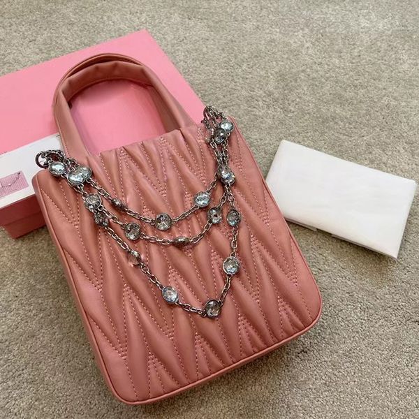 

pink sugao women tote bags crystal chain handbags shoulder crossbody bags fashion purse luxury designer shopping bag travel bag av0711-190