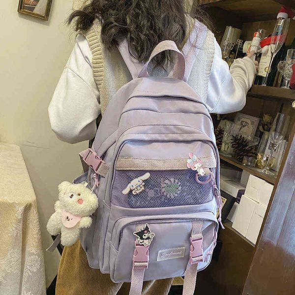 Zaino da viaggio impermeabile con badge per ragazza alla moda Zaino da college per donna alla moda Borsa da scuola per donna alla moda Borsa termica per laptop femminile Kawaii