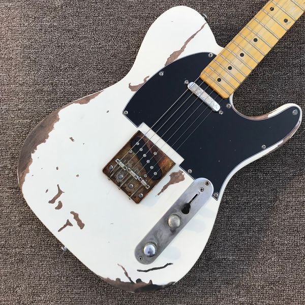 

relic tl electric guitar, maple fingerboard, chrome hardware, white colour, solid alder guitar
