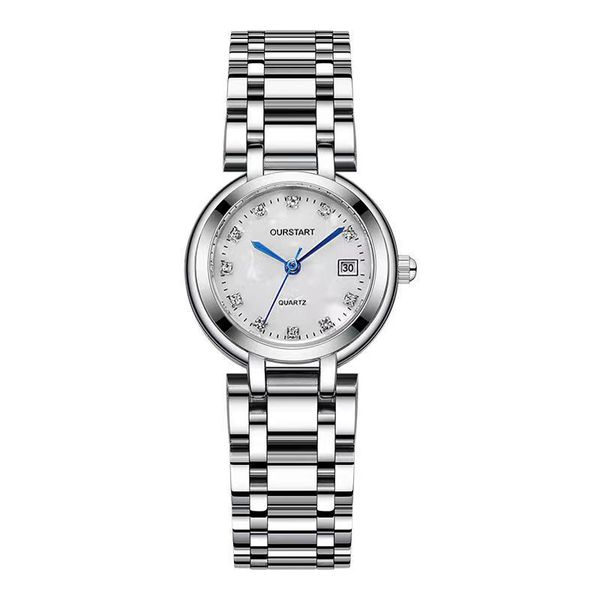Роскошные женские часы с календарями дизайнерская мода простая темперамент из нержавеющей стали.