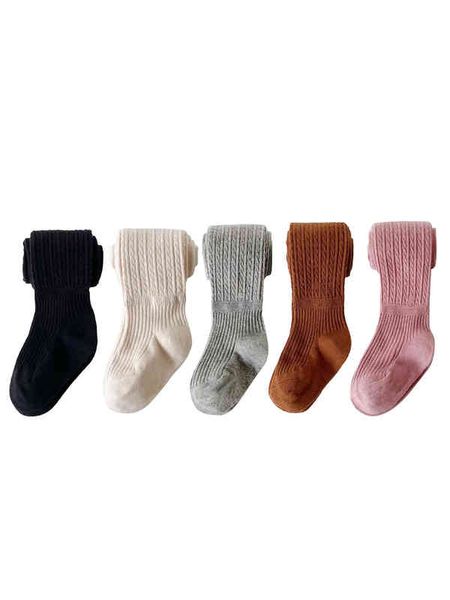 

newborn baby panty solid high waist leggings autumn winter pants for girls year knitted stocking infant clothing j220621, Pink;yellow