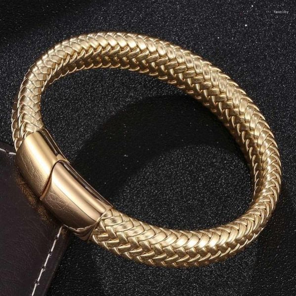 Catena a maglie Manico in corda di cuoio di alta qualità Acciaio al titanio Moda Bracciale intrecciato da uomo Gioielli in filo Fawn22