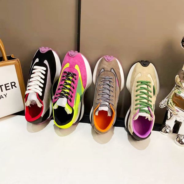 

lastest vintage running shoes level quality leather mesh patchwork mixed color breathable low cut platform designer sneakers women leisure s
