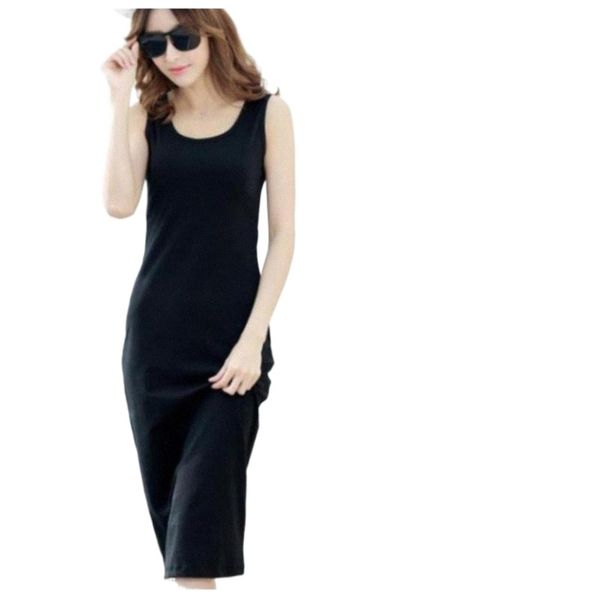 

casual dresses s-2xl 2 colors big size sleeveless slim body-con basic tanks vest ladies dress strap solid party summer x0uq#, Black;gray