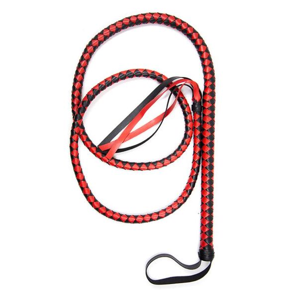 

catgirl performance bullwhip costume accessories night party game toy faux leather weaving whip long equestrian crops handmade 6.6ft, Silver