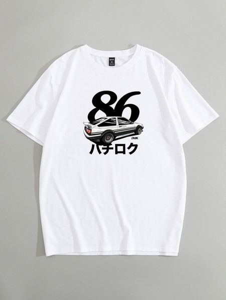 

romwe guys letter car graphic tee i9tc#, White;black