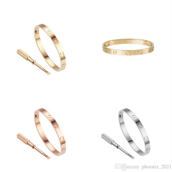 

love screw bracelet designer bracelets luxury jewelry women bangle classic 5 0 titanium steel alloy gold-plated craft gold silver 204m, Black