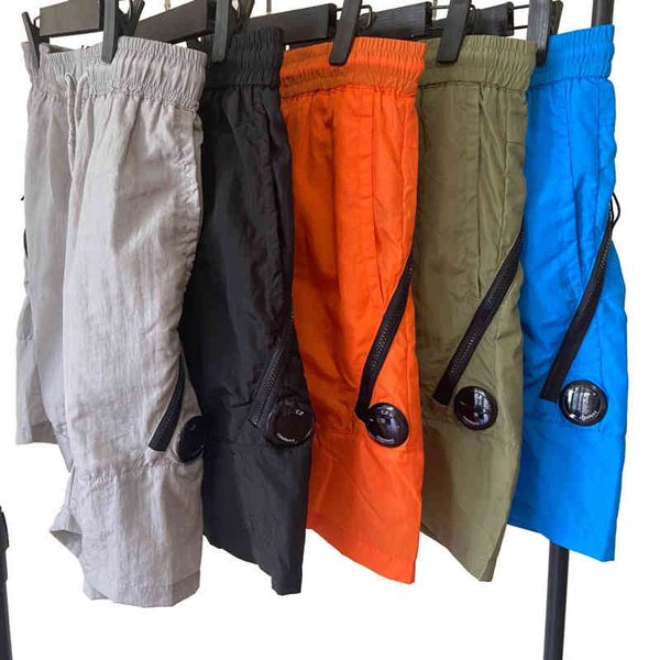 

cp summer men's shorts zipper quick-drying nylon swimming trunks hip-hop fashion outdoor sports pants loose beach men designer cropped, White;black