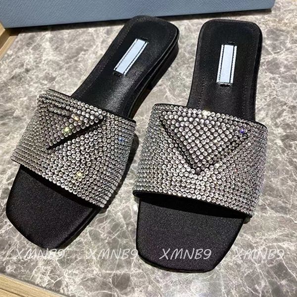 

diamond slipper women designer slides fashion 2023 new summer comfortable beach slippers ladies crystal slide sandals, Black