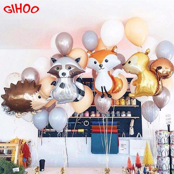 Decorazione per feste 1pc Palloncini per animali di grandi dimensioni Procione e palloncino Buon compleanno Decorazioni per la giungla Giocattolo per decorazioni per babyshower per bambini