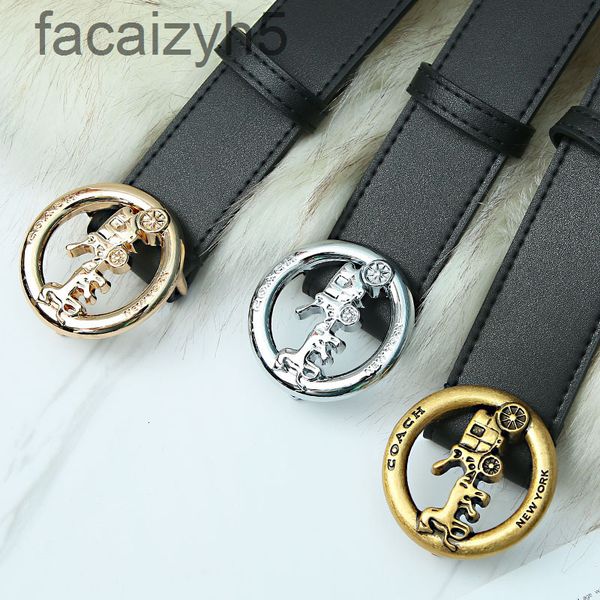 

belts designer men's leather belt kou family horse cart round buckle fashion business youth pants belt74mm, Black;brown