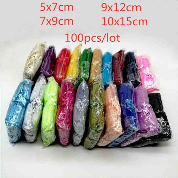 

100pcs/lot s pouches jewellery drawstring organza bags wedding packaging for jewelry, Pink;blue