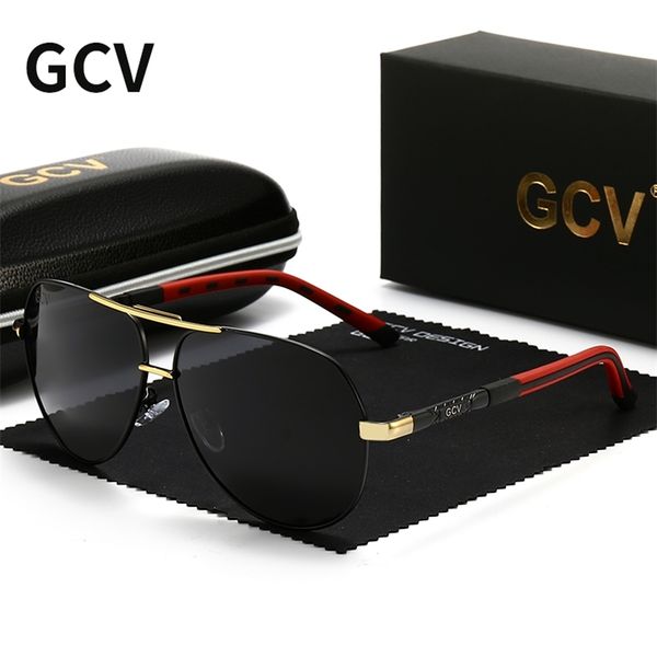 GCV Men Men Vintage Alumínio Polarizado Glasses Sunglasses Classic Brand Sun Glasses Coating Lente Driving Eyewear para Menwomen Tac 220616