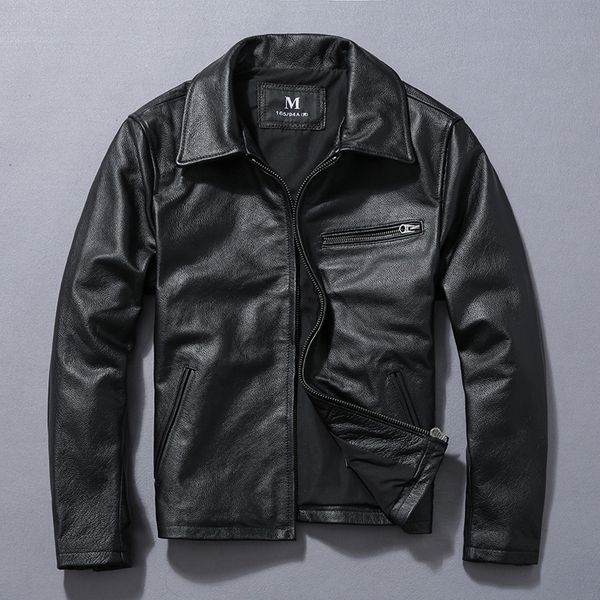 

men's leather faux leather genuine leather coatm 220823, Black