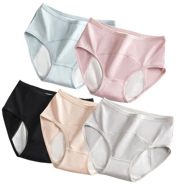 Calcinha feminina 5pcs/conjunto menstrual feminino feminino respirável feminino à prova d'água Alta cintura