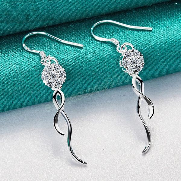 

925 sterling silver round ball 8mm aaa zircon dangle earring for woman lady wedding engagement party fashion jewelry