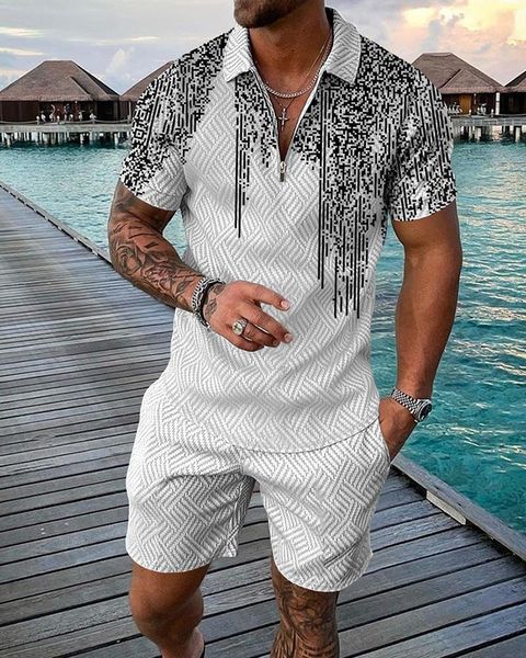 

men's tracksuits men's tracksuit casual summer short sleeve shirt and shorts suit two-piece set male clothing streetwear clothes f, Gray