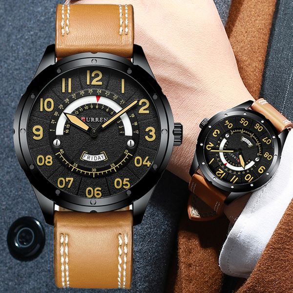 

curren fashion quartz men watches luxury business leather watch mens casual calendar date military male clock