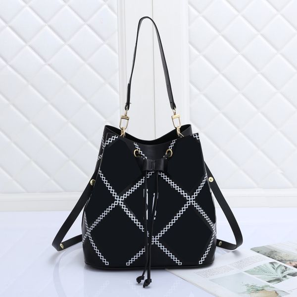 

brand luxury design vintage bucket bag women's fashion retro style one shoulder crossbody bags classic printed handbag 2 color