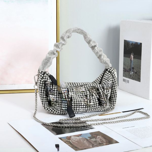 

rhinestone chain single shoulder portable armpit cloud fashion diamonds bag female
