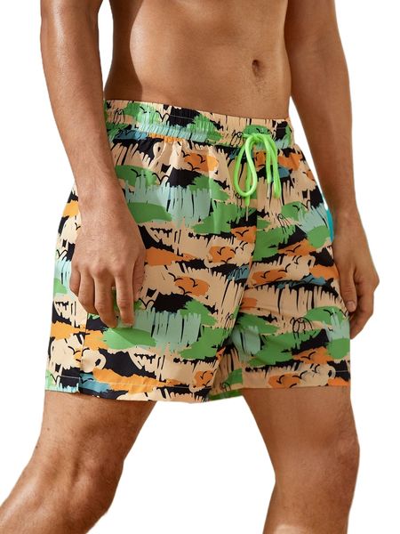 

men graffiti print drawstring shorts m7cq#, White;black