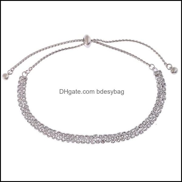 

charm bracelets layers cubic zirconia link for women charms trend sier color adjustable chain double cz tennis br bdesybag dha3i, Golden;silver