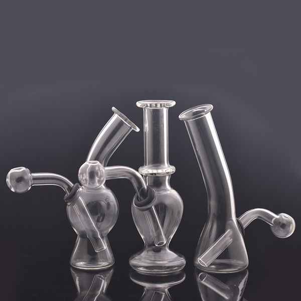 Küçük Bubblerglass Beher Bongs Withdownstem Yağ Pot Mini Dab Tigs Cam Su Boruları Kuru Bitki Kaşık Borular