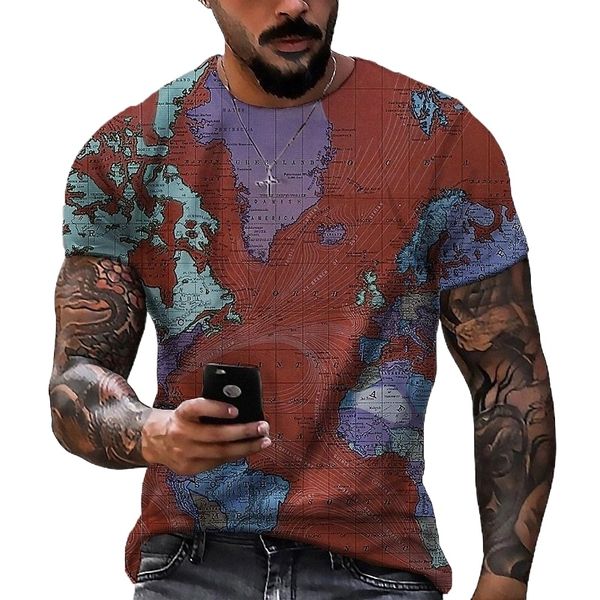 

men's tee t shirt shirt 3d print map graphic prints round neck daily holiday print short sleeve regular fit casual designer big and ta, White;black