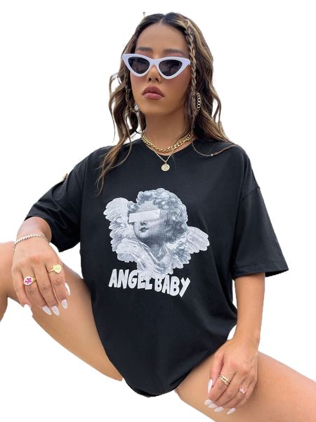 

letter graphic drop shoulder tee y5a2#, White