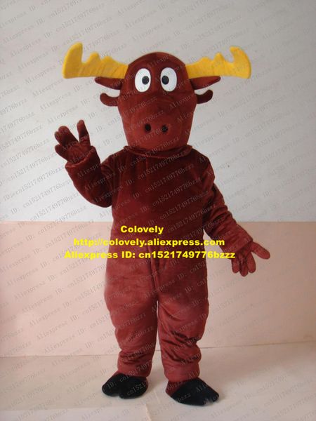 Costume da bambola mascotte Costume da mascotte di cervo alce alce alce marrone rosso adorabile con grande mascotte di corna gialla Vestito operato per adulti n. 147 gratuito