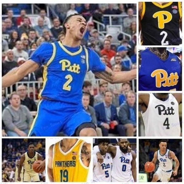 

xflsp custom pittsburgh panthers 2020 pitt basketball black blue white yellow 1 xavier johnson 2 trey mcgowens 24 ryan murphy men youth kid