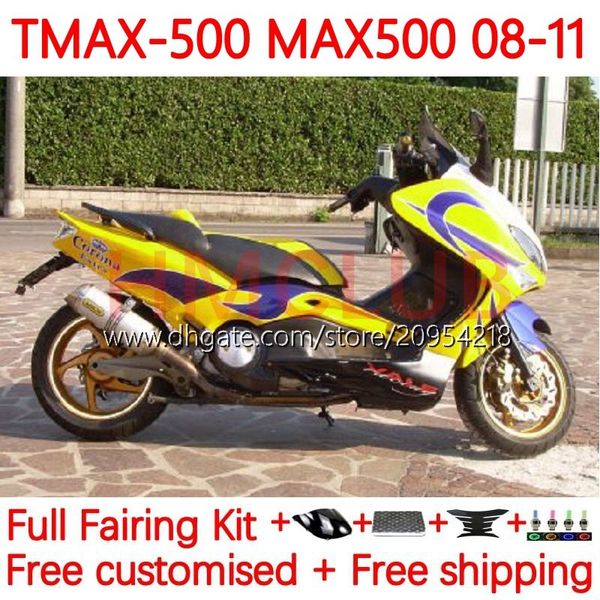 Yamaha için enjeksiyon kalıp gövdesi TMAX-500 MAX-500 T 08-11 gövdeli 32no.8 Tmax Max 500 Tmax500 MAX500 08 09 10 11 XP500 2008 2009 2010 2011 Fairings Sarı Siyah