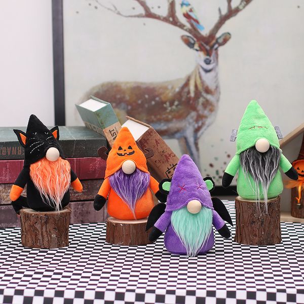 FESTIDAS DE FESTIDAS DOCORAÇÕES DE GNOMOS DE HALLOWEEN Pumpkin Bat Bat Plush Elf Doll Nisse Halloween Home and Office Decor Phjk2208