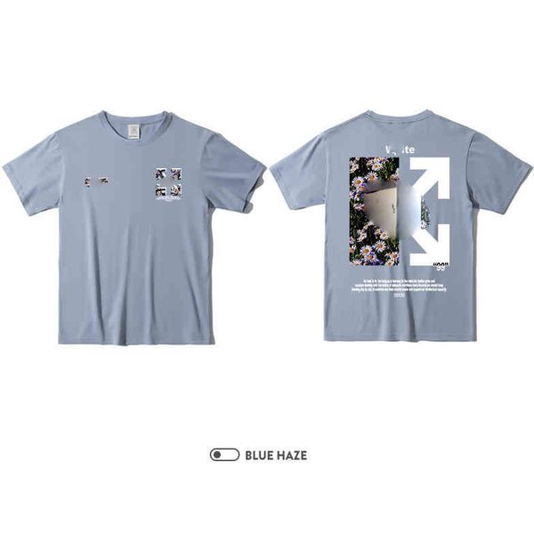 

inschao brand off daisy star co flower arrow men and women same white style ow half short designer luxury men's t shirts premium, White;black