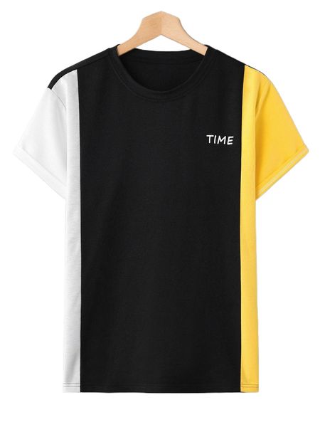 

men letter graphic cut and sew tee w5ei#, White;black