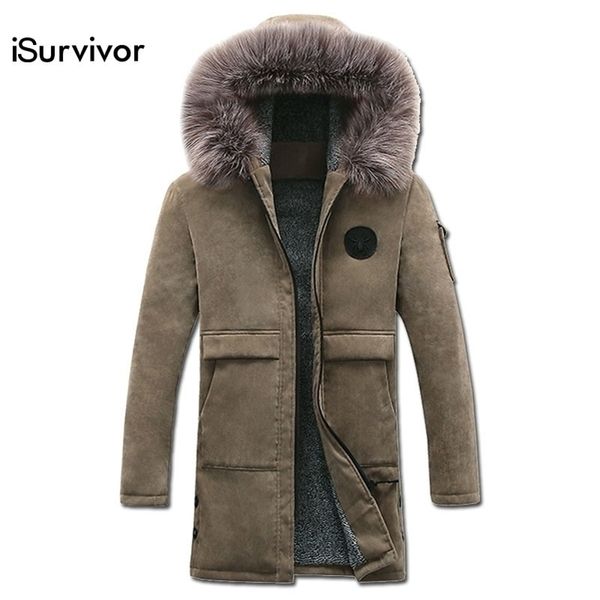 Männer Lange Parkas Baumwolle Gepolsterte Winterjacken Mäntel Reißverschluss Herren Casual Fashion Slim Fit Gepolsterte Jacken Mäntel Outwear Männlich 201119