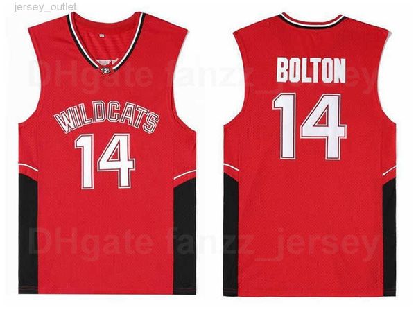 Men Moive Wildcats 14 Troy Bolton Jerseys Basketball High School Team Color Black Sewing College Respirável Algodão puro esportes todos costurados de boa qualidade