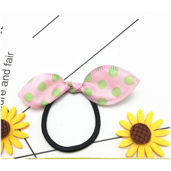 Ribbon Dot Gum Haarschmuck Mädchen Haarschmuck Elastischer Ring Gummi Zufällige Farbe Stirnband Kinder Kopfbedeckung LJ201226