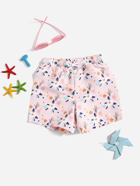 

toddler girls floral print swim shorts she, Black