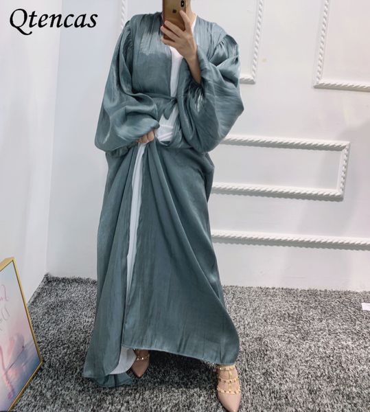 

djellaba kaftan abaya dubai turkey muslim hijab dress shiny soft puff sleeves muslim dress satin abayas for women islam caftan, Red
